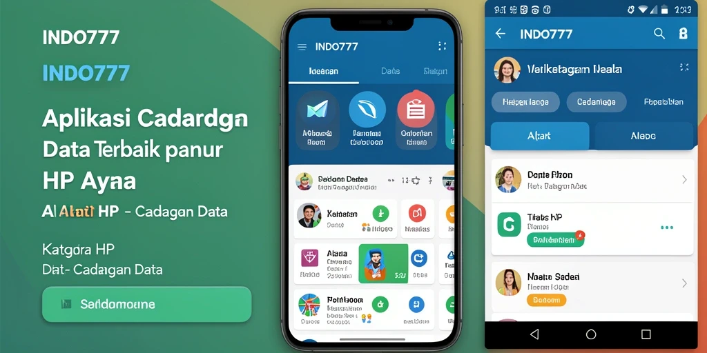 Screenshot antarmuka aplikasi INDO777 menunjukkan fitur cadangan data yang mudah digunakan.