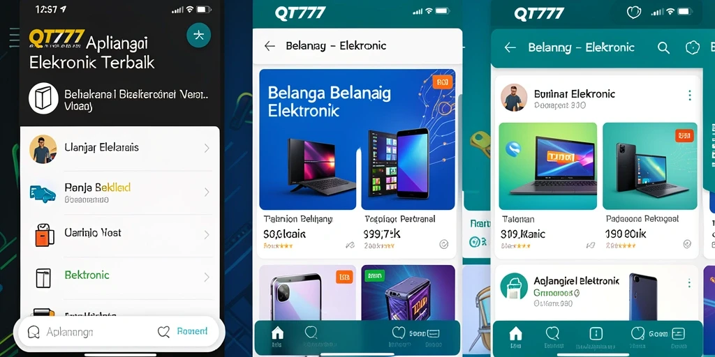 Antarmuka QT777 menampilkan beragam produk elektronik dengan penawaran menarik.