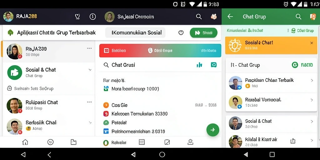 Tampilan antarmuka aplikasi <strong>RAJA288</strong> dengan fungsi Chat Grup.