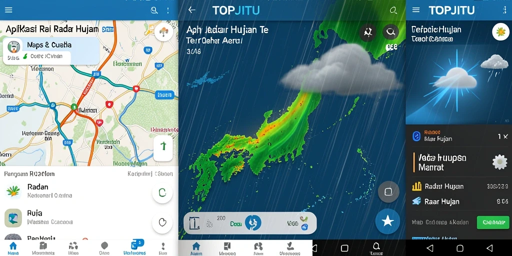 Tampilan antarmuka utama aplikasi TOPJITU dengan fitur Radar Hujan.